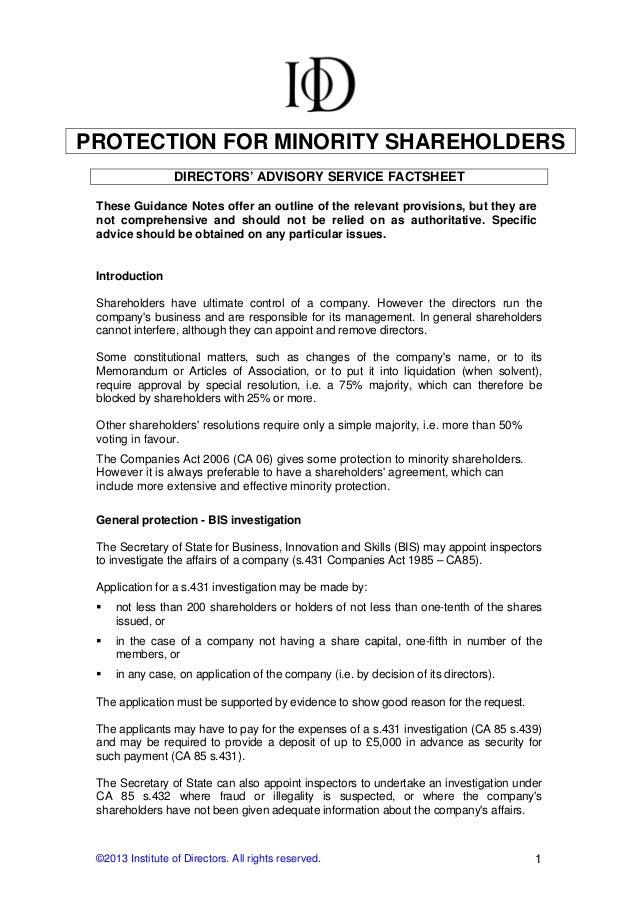 minority shareholder dividend rights minority shareholder protection problem question